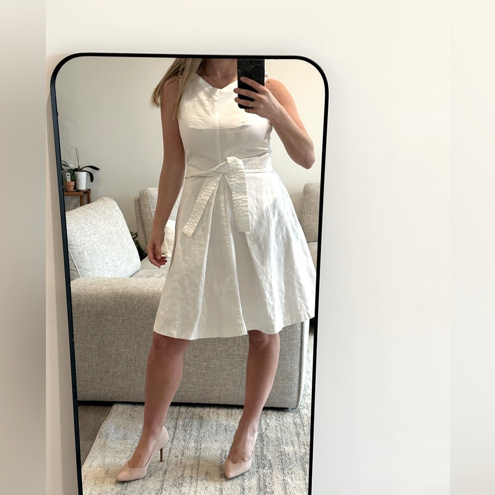 Ann Taylor White A line Cotton Dress with pockets Size 4 - Picture 4 of 11